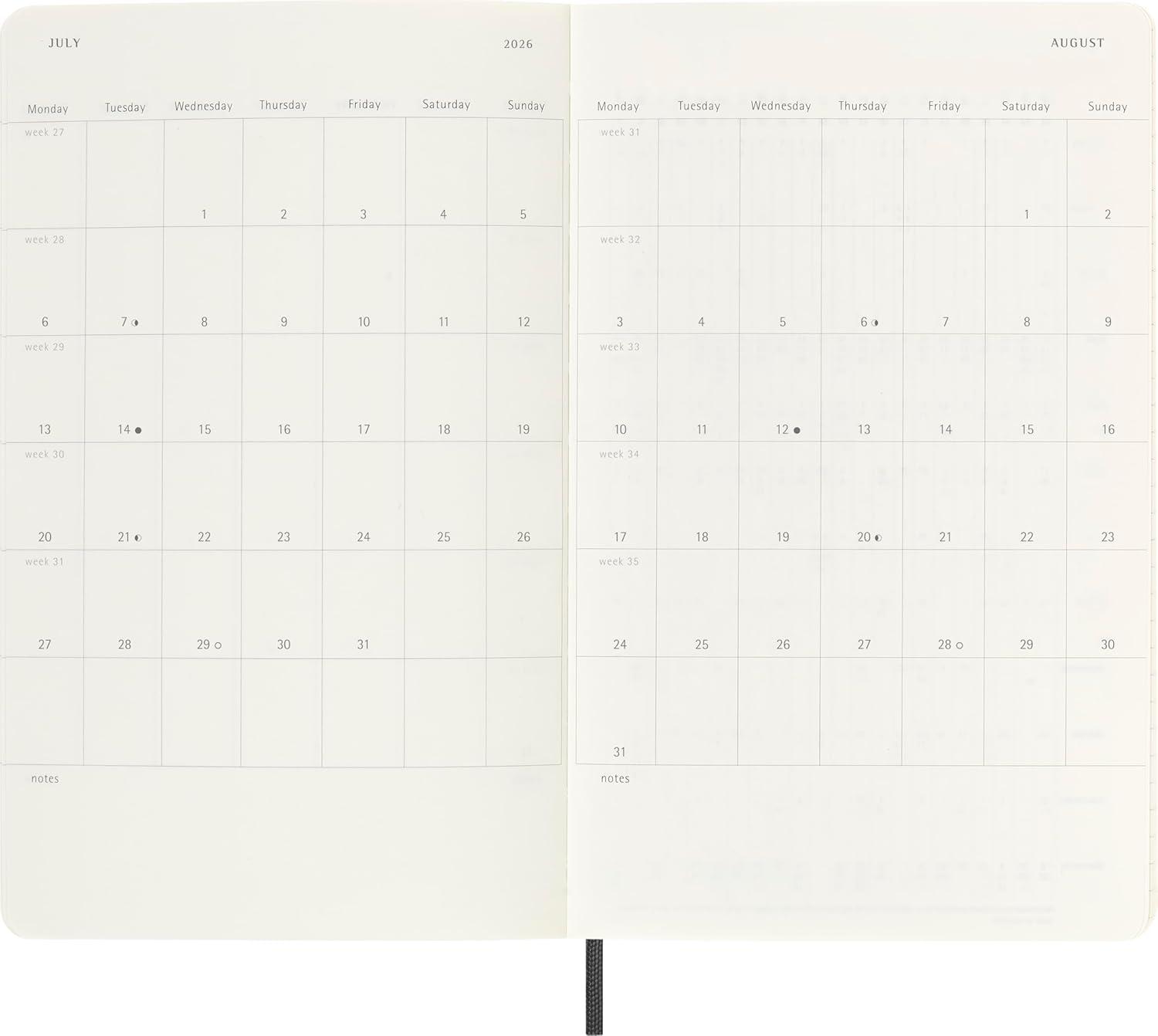 imageMoleskine Classic 18 Month 20252026 Daily Planner Soft Cover Large 5quot x 825quot Black 608 pages