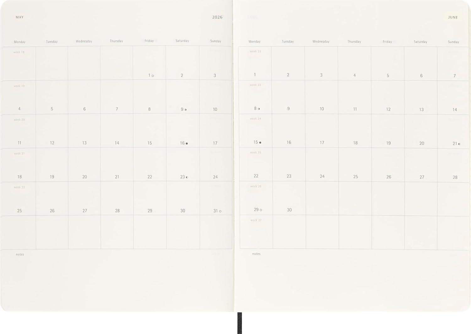 imageMoleskine Classic 18 Month 20252026 Weekly Planner Soft Cover XL 75quot x 10quot Black 208 pages
