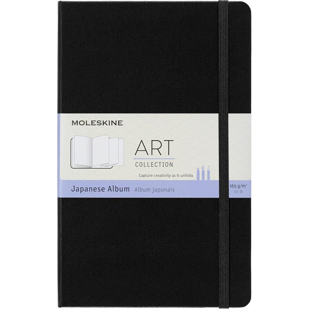 imageMoleskine Art Japanese Album Hard Cover Large 5quot x 825quot PlainBlank Black 48 Pages