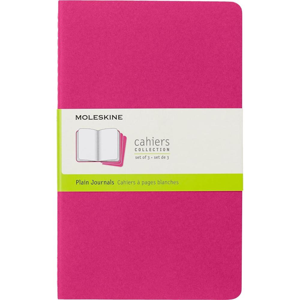 imageMoleskine Cahier Journal Soft Cover Large 5quot x 825quot RuledLined Black 80 Pages Set of 3Kinetic Pink