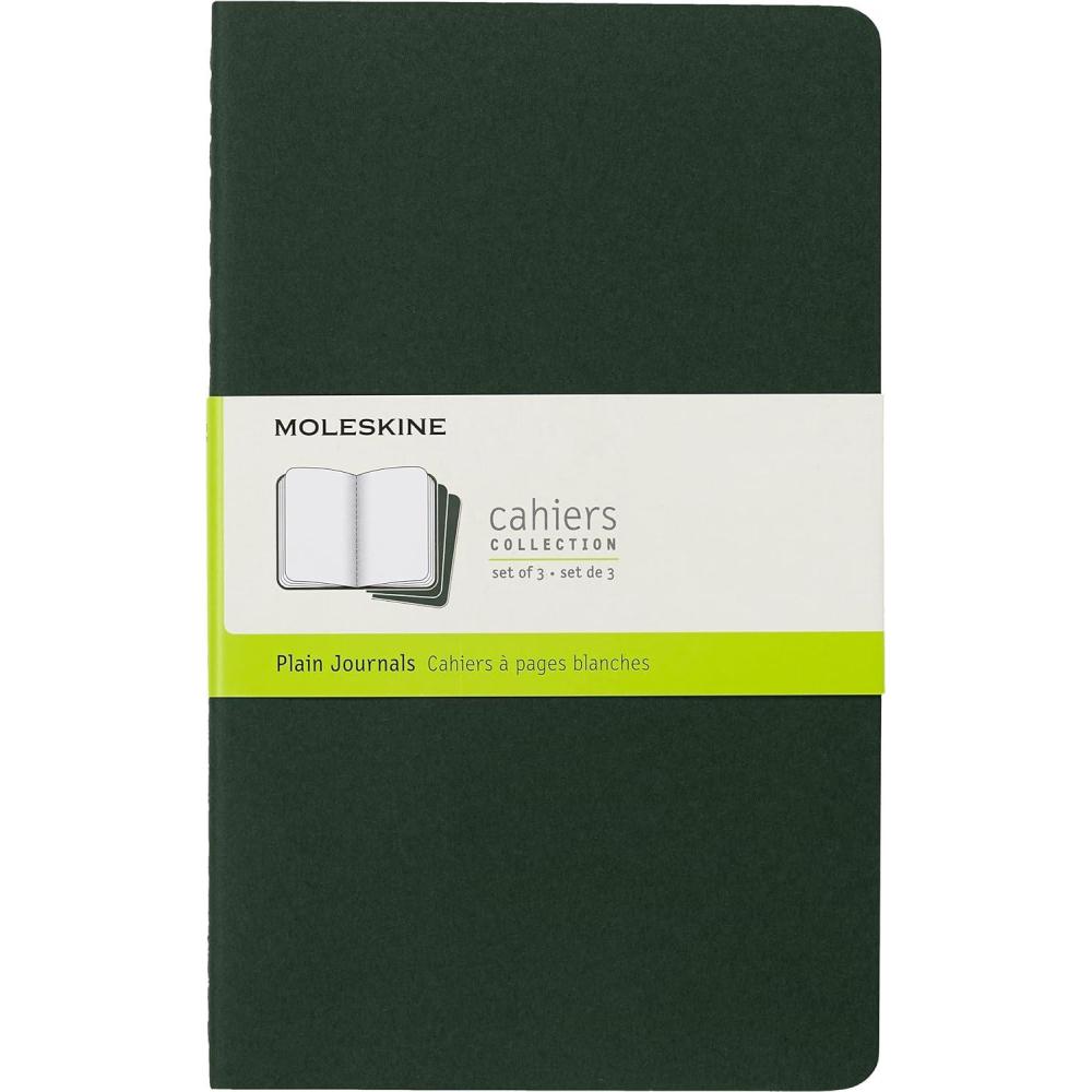 imageMoleskine Cahier Journal Soft Cover Large 5quot x 825quot RuledLined Black 80 Pages Set of 3Myrtle Green