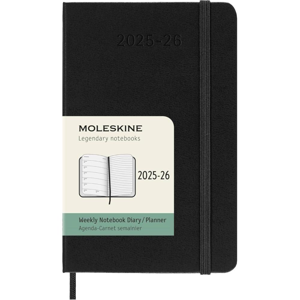 imageMoleskine Classic 18 Month 20252026 Weekly Planner Hard Cover Pocket 35quot x 55quot Black 208 pages