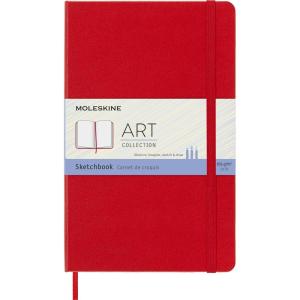 Moleskine Art Sketchbook, Hard Cover, Large (5″ x 8.25″) Plain/Blank, Scarlet Red, 104 Pages