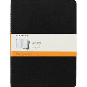 Moleskine Cahier Journal, Soft Cover, Large (5″ x 8.25″) Ruled/Lined, Black, 80 Pages (Set of 3)(Black / Kraft Brown / Myrtle Green)