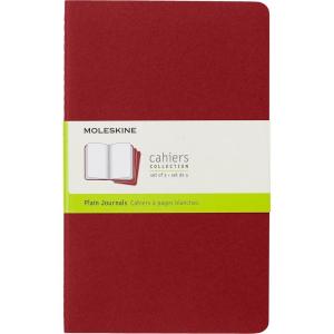 Moleskine Cahier Journal, Soft Cover, Large (5″ x 8.25″) Ruled/Lined, Black, 80 Pages (Set of 3)(Cranberry Red)