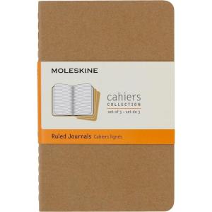 Moleskine Cahier Journal, Soft Cover, Large (5″ x 8.25″) Ruled/Lined, Black, 80 Pages (Set of 3)(Kraft Brown)