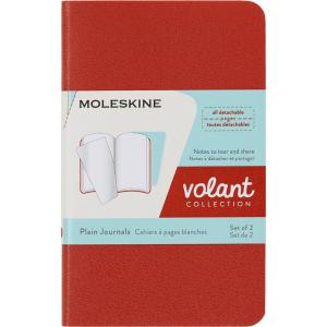 Moleskine Volant Journal, Soft Cover, Large (5″ x 8.25″) Plain/Blank, Coral Orange/Aqua Blue, 96 Pages (Set of 2)(Coral Orange / Aqua Blue)