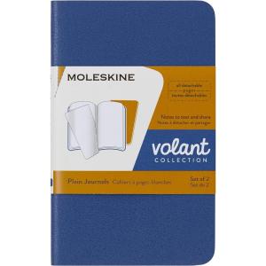 Moleskine Volant Journal, Soft Cover, Large (5″ x 8.25″) Plain/Blank, Coral Orange/Aqua Blue, 96 Pages (Set of 2)(Forget-me-not Blue / Amber Yellow)