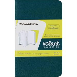 Moleskine Volant Journal, Soft Cover, XS (2.5″ x 4″) Ruled/Lined, Black, 56 Pages (Set of 2)(Pine Green / Lemon Yellow)
