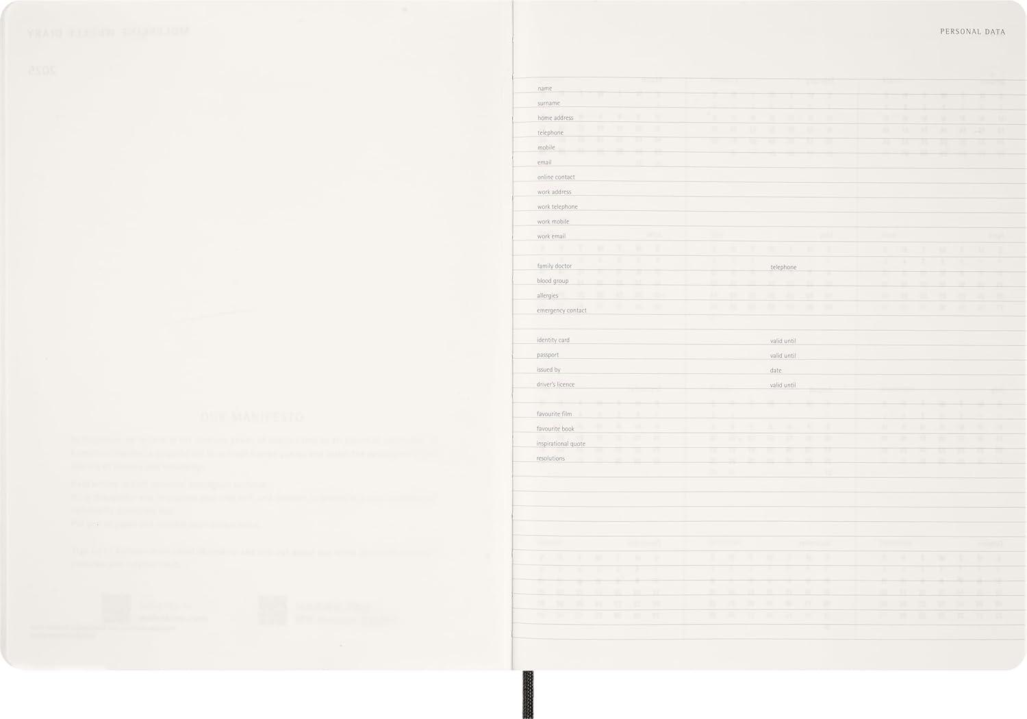 imageMoleskine 2026 15Month Essential Planner Soft Cover Weekly Vertical XXL 85quot x 11quot Black 144 pages