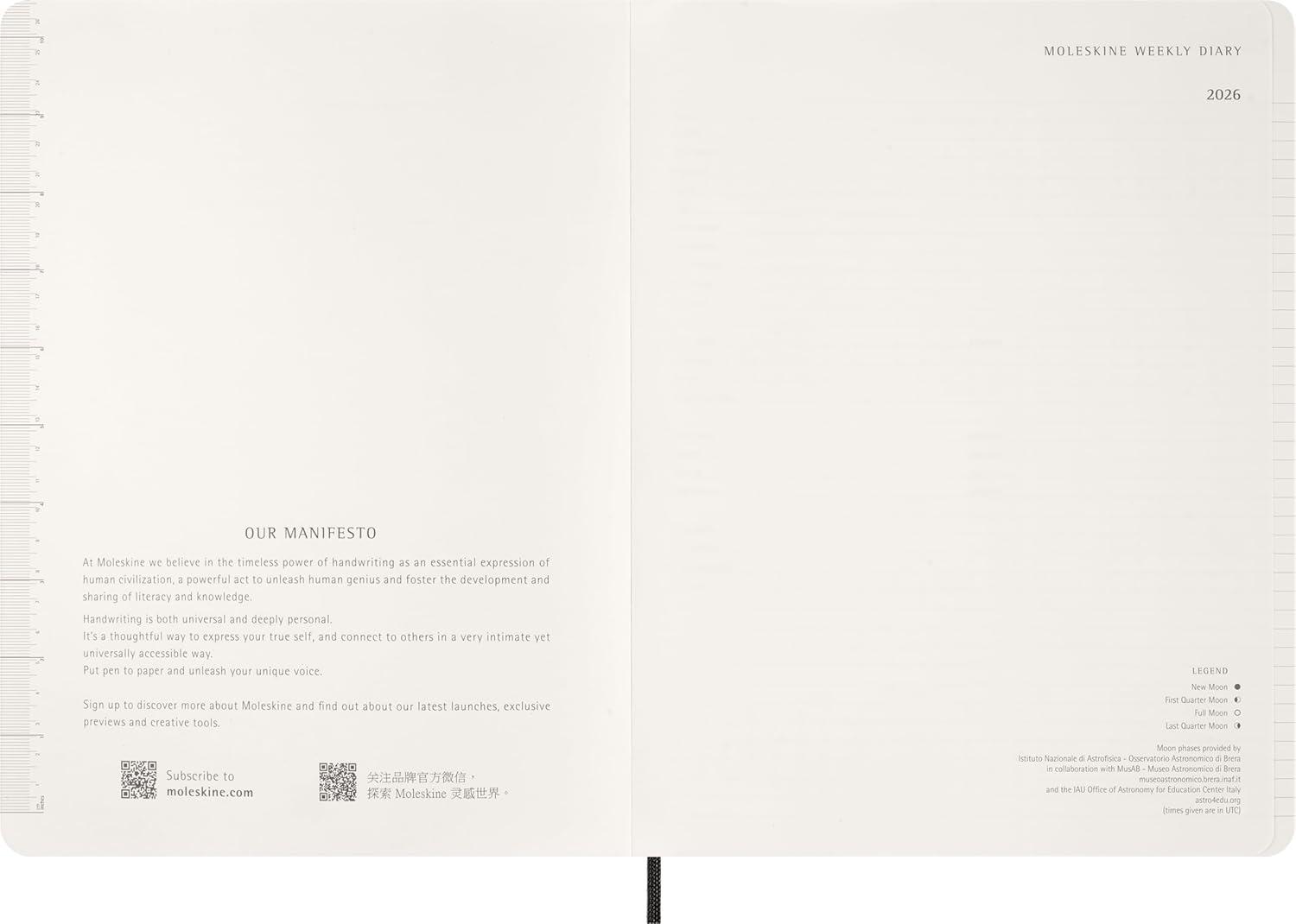 imageMoleskine 2026 15Month Essential Planner Soft Cover Weekly Vertical XXL 85quot x 11quot Black 144 pages