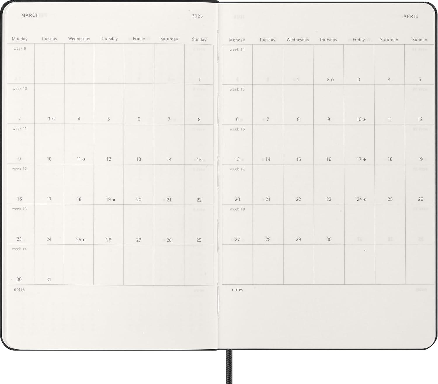 imageMoleskine Classic 12 Month 2026 Weekly Horizontal Planner Hard Cover Large 5quot x 825quot Black 144 pages