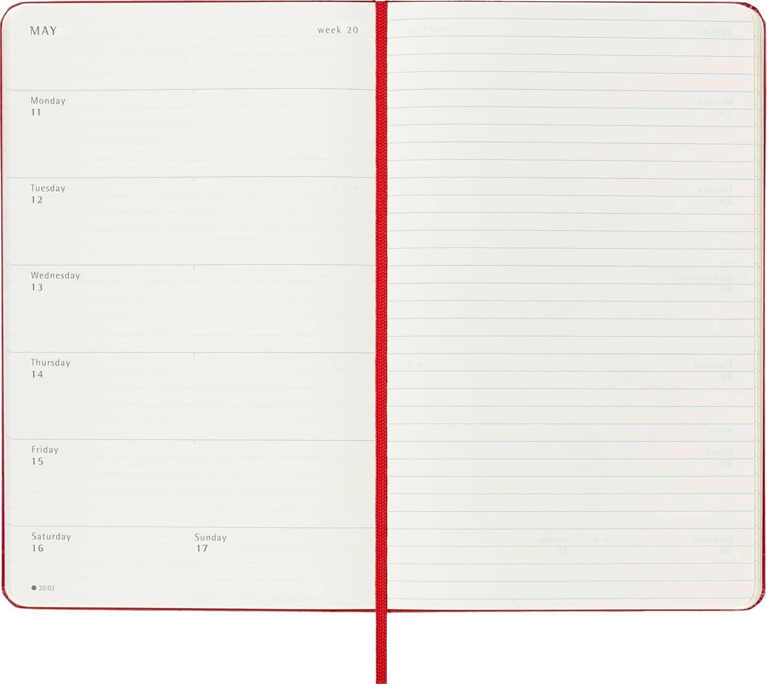 imageMoleskine Classic 18 Month 20252026 Weekly Planner Hard Cover Large 5quot x 825quot Scarlet Red 208 pages