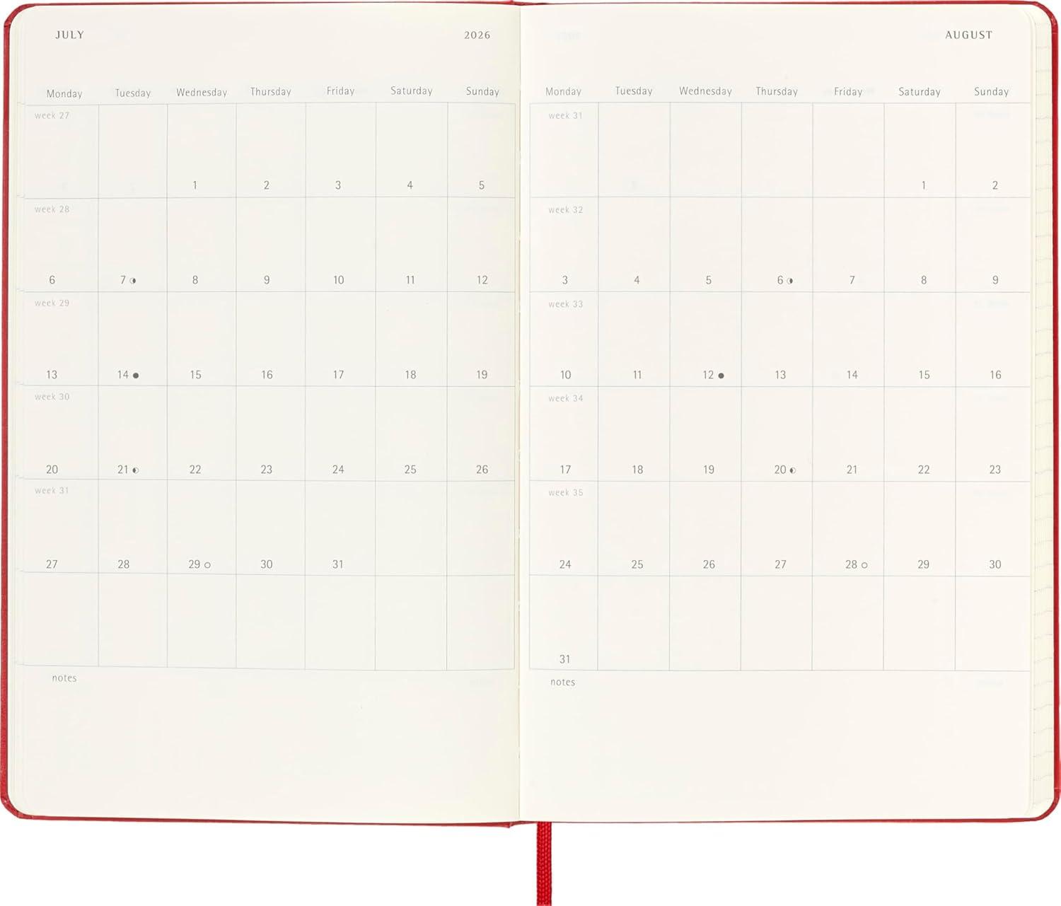 imageMoleskine Classic 18 Month 20252026 Weekly Planner Hard Cover Large 5quot x 825quot Scarlet Red 208 pages