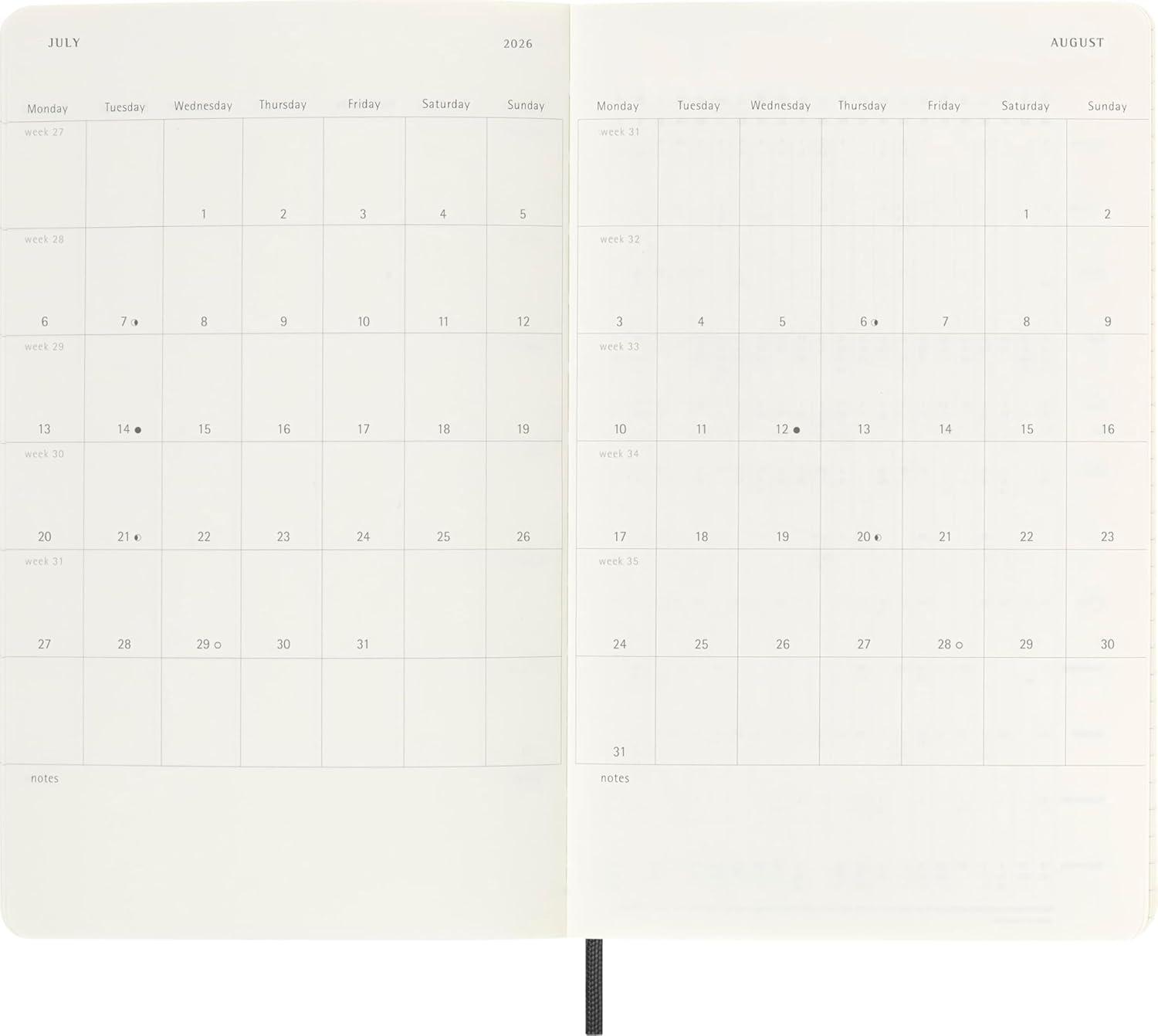 imageMoleskine Classic 18 Month 20252026 Weekly Planner Soft Cover Large 5quot x 825quot Black 208 pages