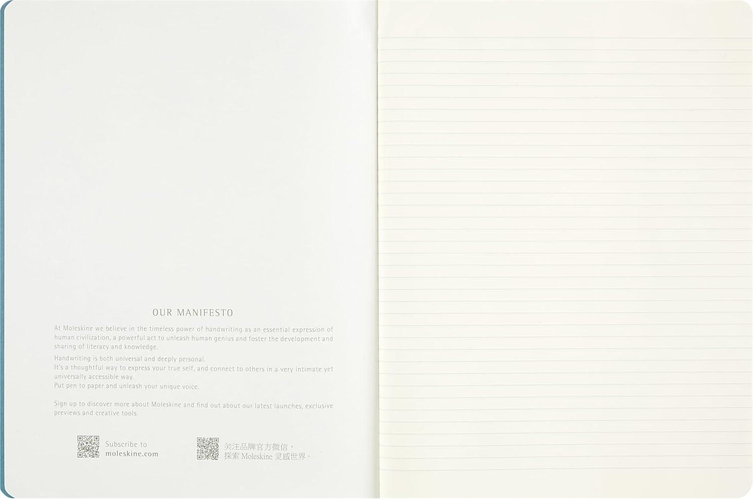 imageMoleskine Limited Edition Peanuts Cahier Journal Soft Cover XL 75quot x 975quot Ruled Brisk Blue 120 pages