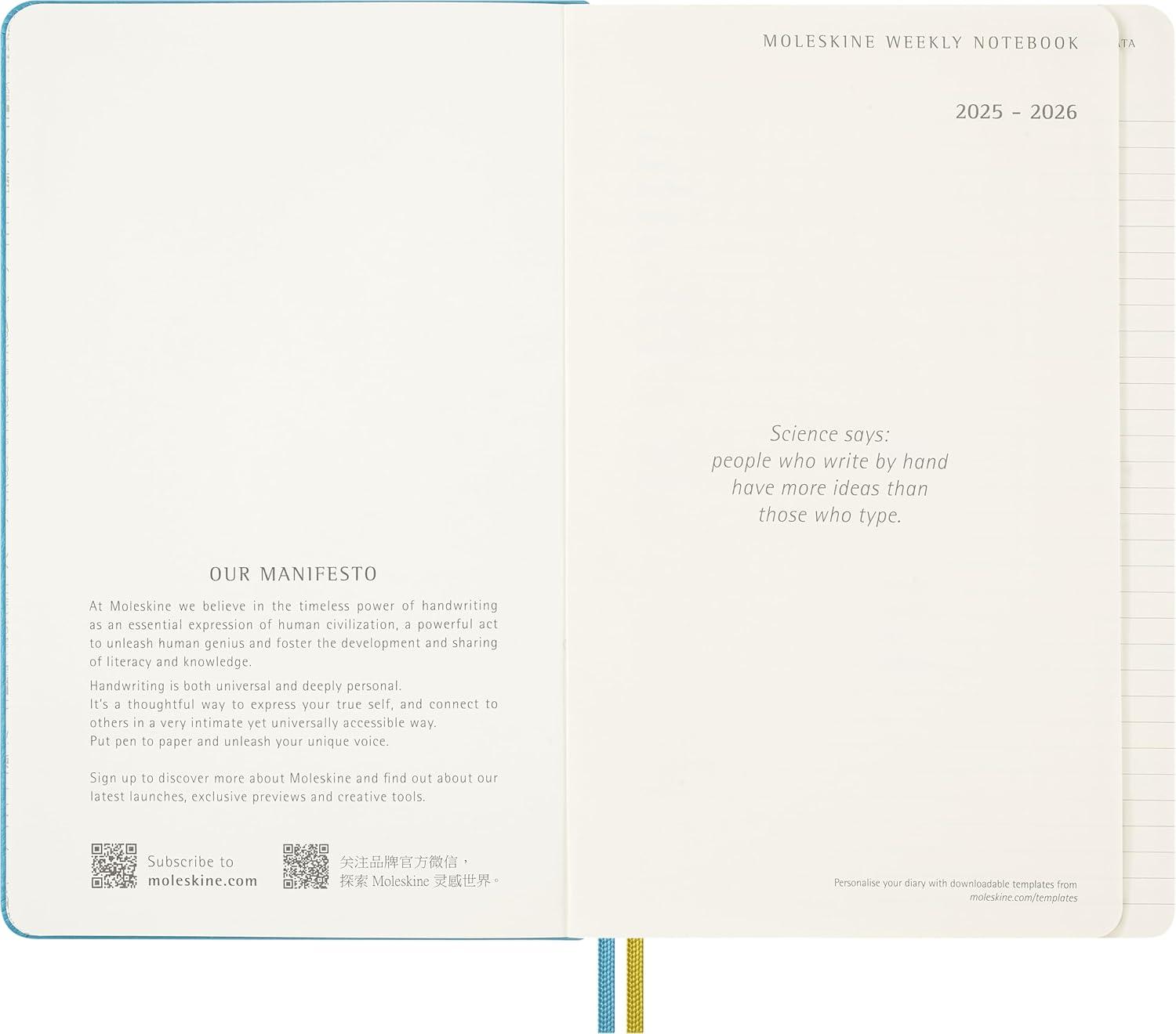 imageMoleskine Limited Edition Peanuts Charlie ampamp Lucy 18 Month 20252026 Weekly Planner Hard Cover Large 5quot x 825quot Reef Blue 208 pages