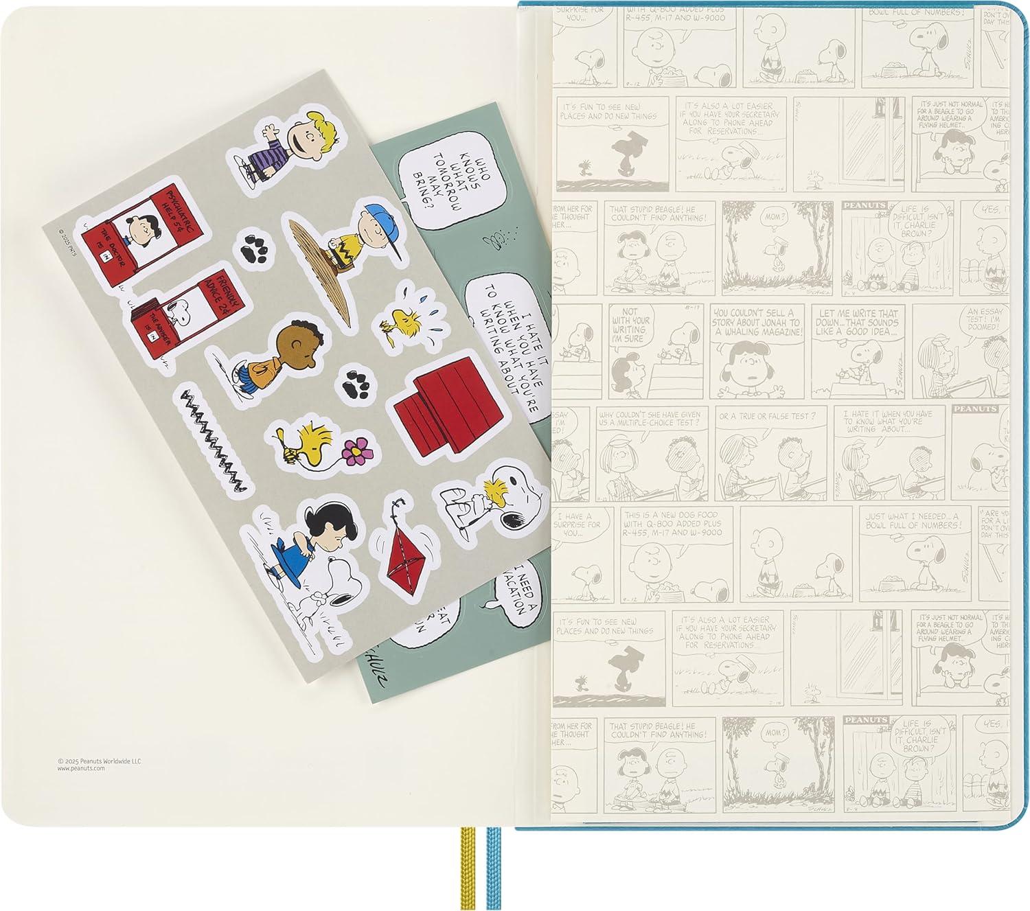 imageMoleskine Limited Edition Peanuts Charlie ampamp Lucy 18 Month 20252026 Weekly Planner Hard Cover Large 5quot x 825quot Reef Blue 208 pages