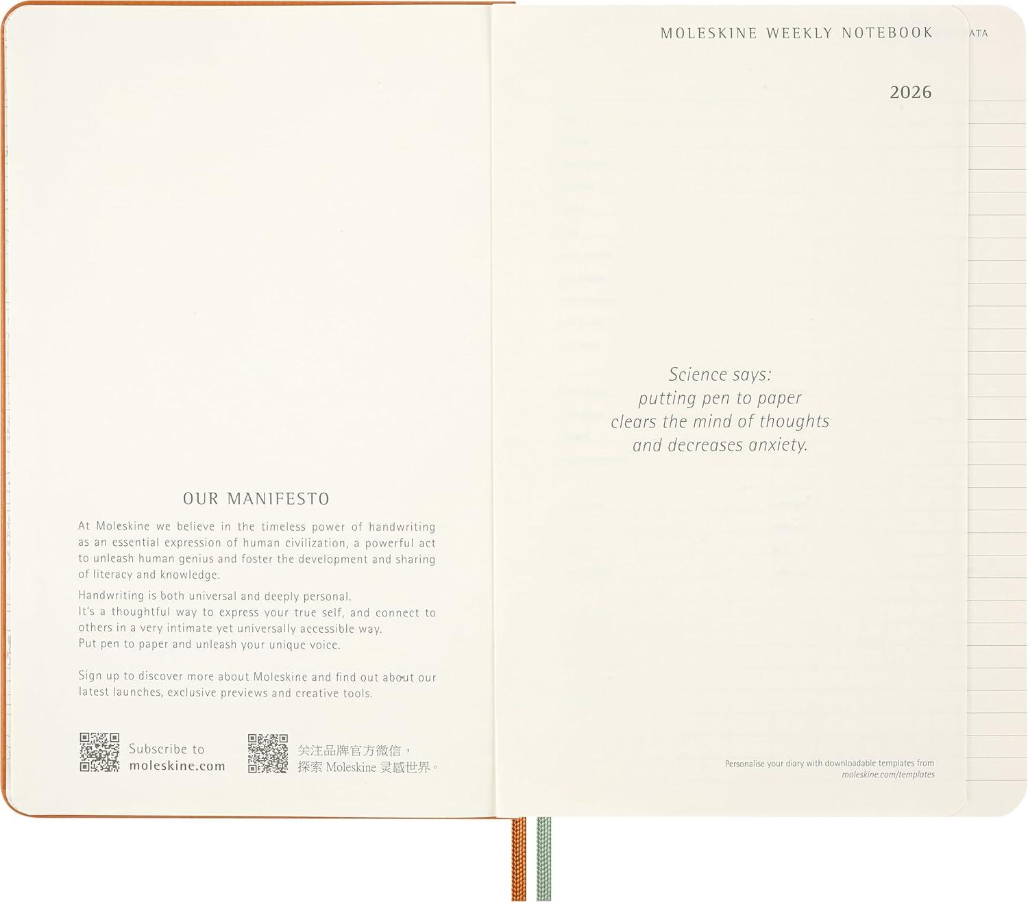 imageMoleskine Limited Edition Peanuts Snoopy 12 Month 2026 Weekly Planner Hard Cover Large 5quot x 825quot Cadmium Orange 208 pages