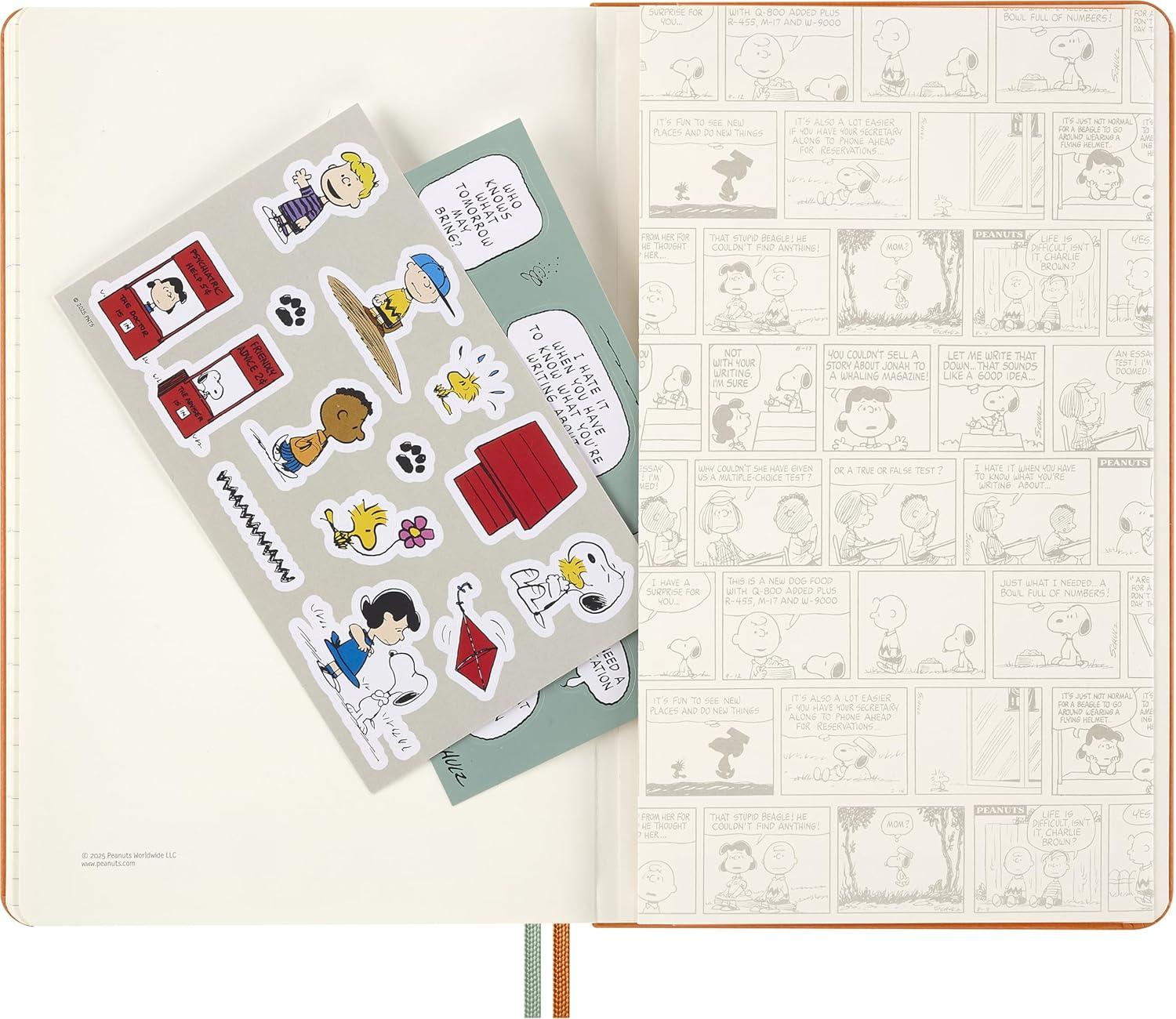 imageMoleskine Limited Edition Peanuts Snoopy 12 Month 2026 Weekly Planner Hard Cover Large 5quot x 825quot Cadmium Orange 208 pages
