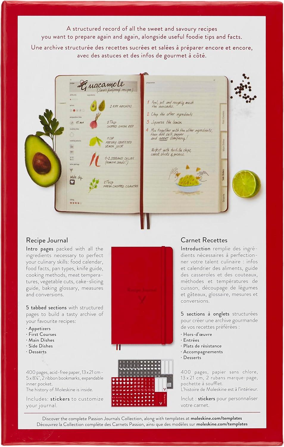 imageMoleskine Passion Journal Recipe Hard Cover Large 5quot x 825quot Scarlet Red 400 Pages