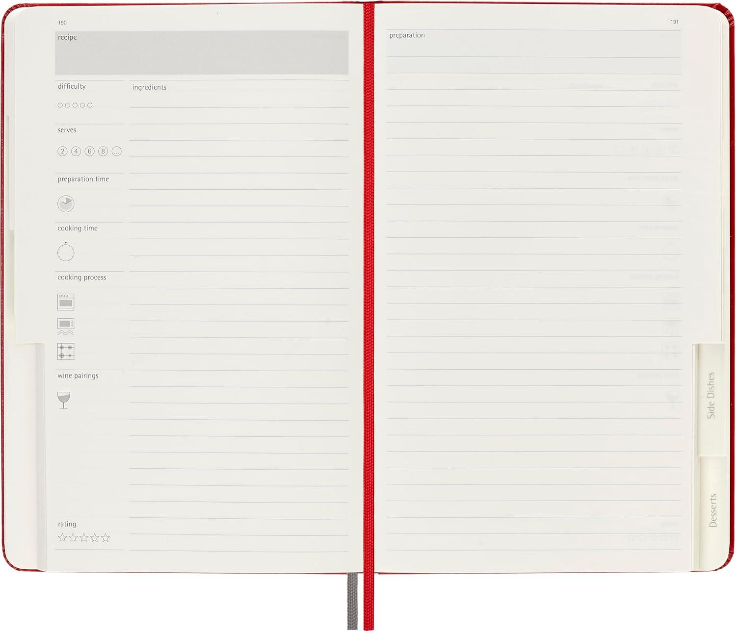 imageMoleskine Passion Journal Recipe Hard Cover Large 5quot x 825quot Scarlet Red 400 Pages