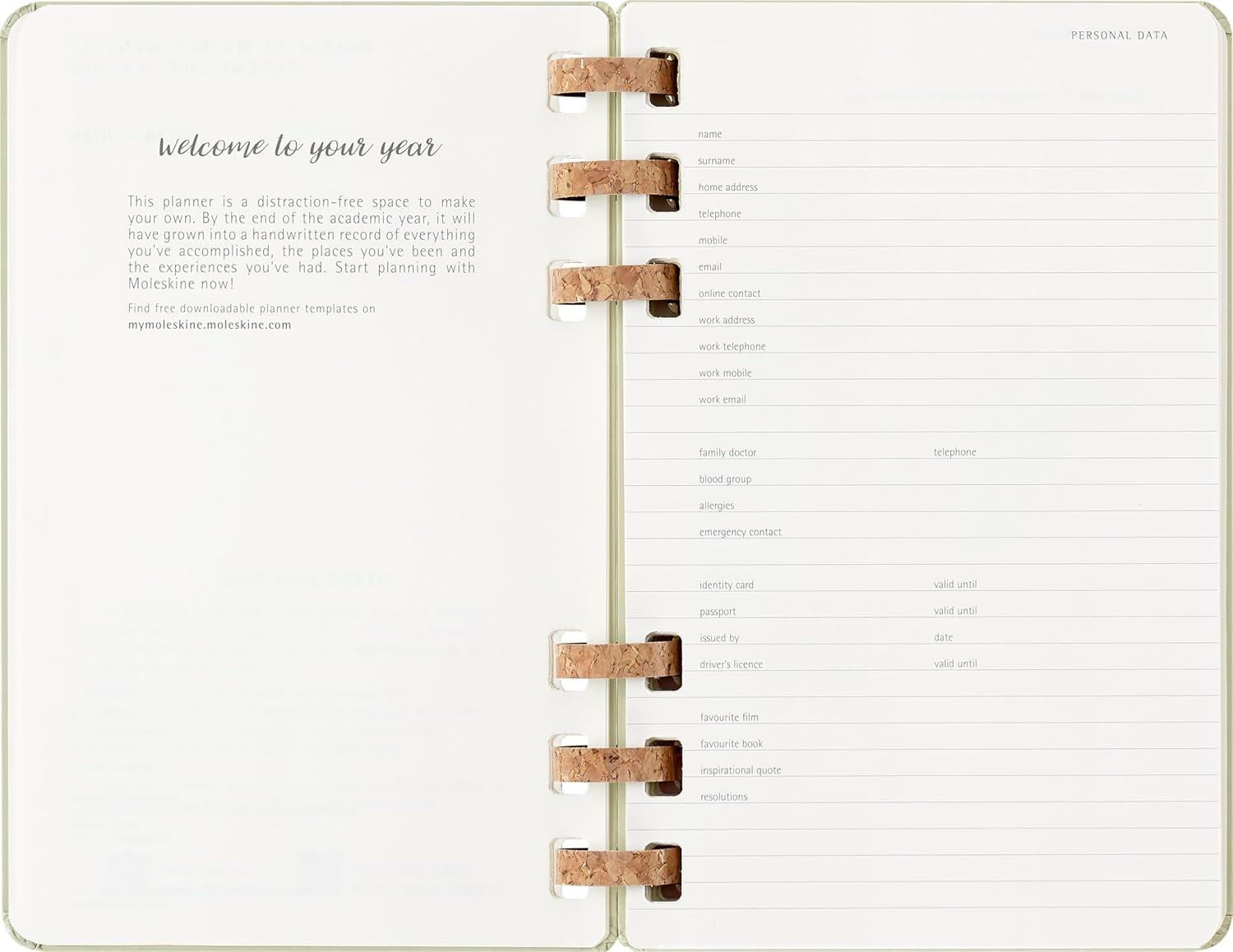 imageMoleskine Spiral 12 Month 20262026 Academic Year Planner Hard Cover Large 5quot x 825quot Kiwi 200 pages