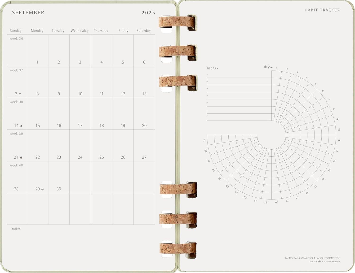 imageMoleskine Spiral 12 Month 20262026 Academic Year Planner Hard Cover Large 5quot x 825quot Kiwi 200 pages