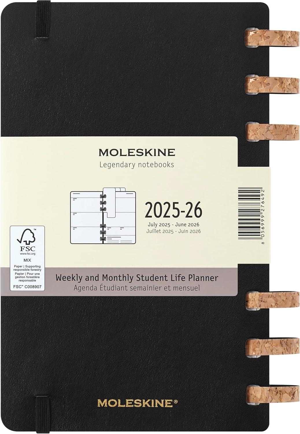 imageMoleskine Spiral 12 Month 20262026 Academic Year Planner Soft Cover Large 5quot x 825quot Black 200 pages