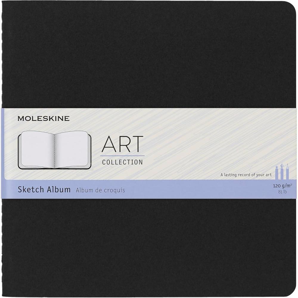 imageMoleskine Art Sketch Album Soft Cover Square 75quot x 75quot PlainBlank Black 88 Pages