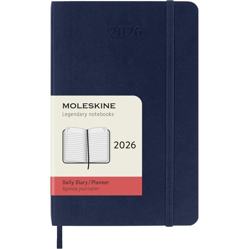imageMoleskine Classic 12 Month 2026 Daily Planner Soft Cover Pocket 35quot x 55quot Sapphire Blue 400 pages