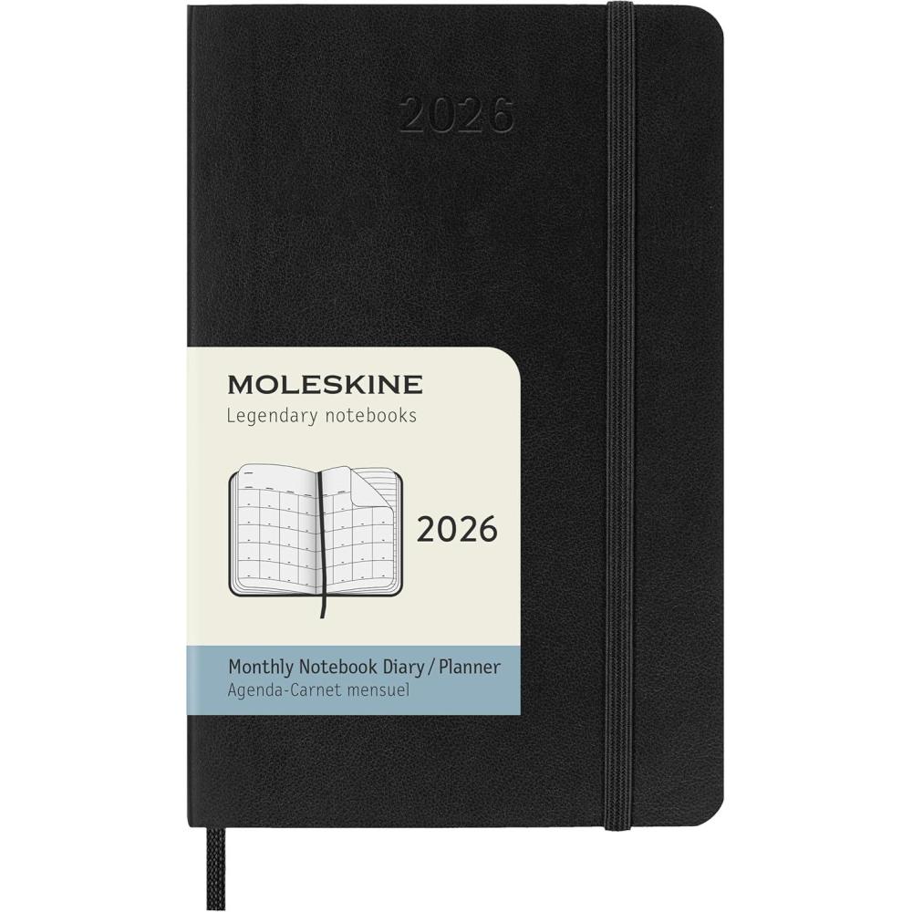 imageMoleskine Classic 12 Month 2026 Monthly Planner Soft Cover Pocket 35quot x 55quot Black 128 pages