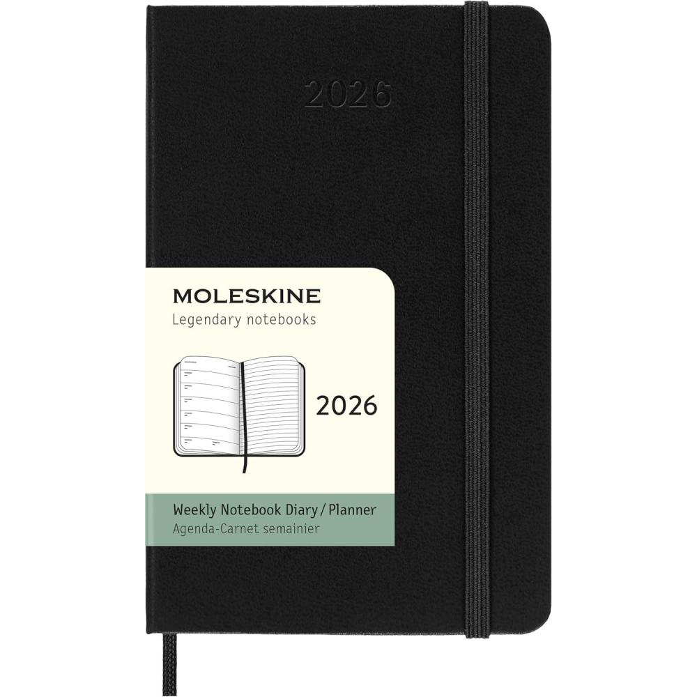 imageMoleskine Classic 12 Month 2026 Weekly Planner Hard Cover Pocket 35quot x 55quot Black 144 pages