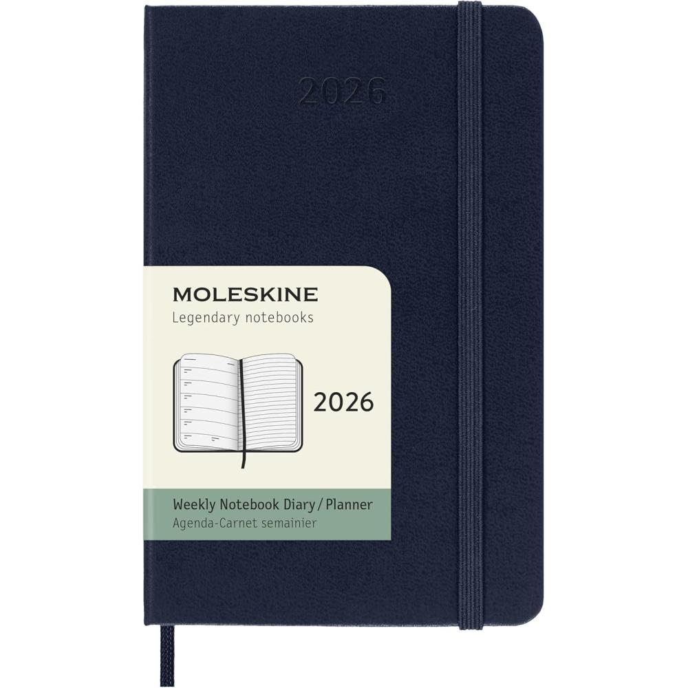imageMoleskine Classic 12 Month 2026 Weekly Planner Hard Cover Pocket 35quot x 55quot Sapphire Blue 144 pages