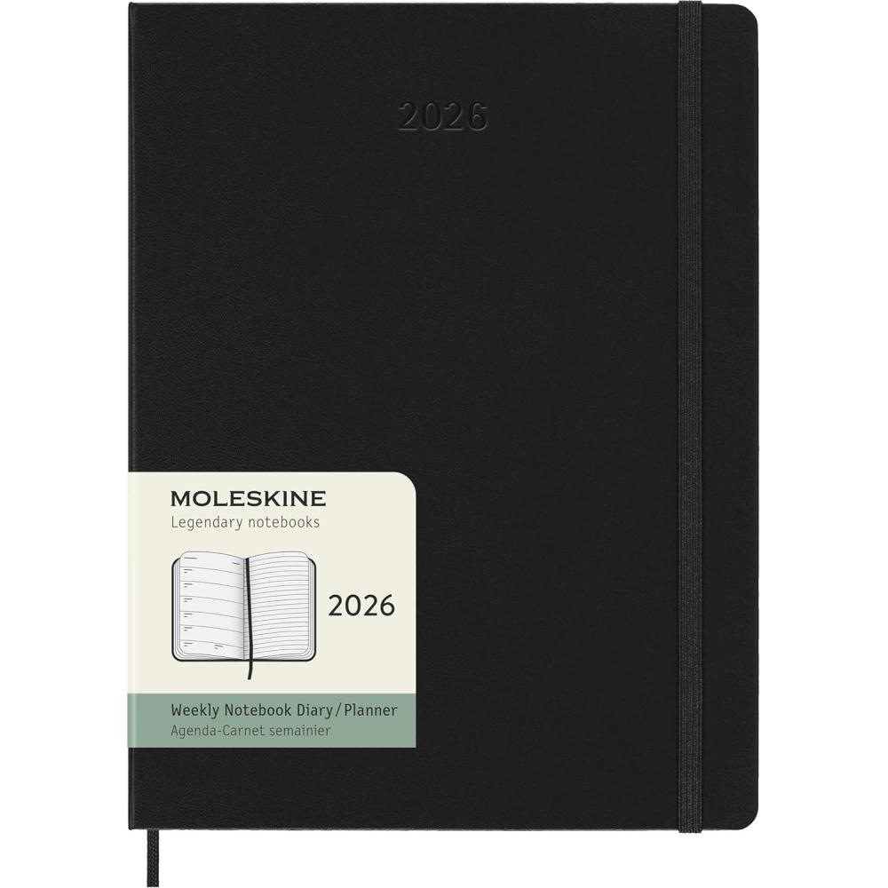 imageMoleskine Classic 12 Month 2026 Weekly Planner Hard Cover XL 75quot x 975quot Black 144 pages