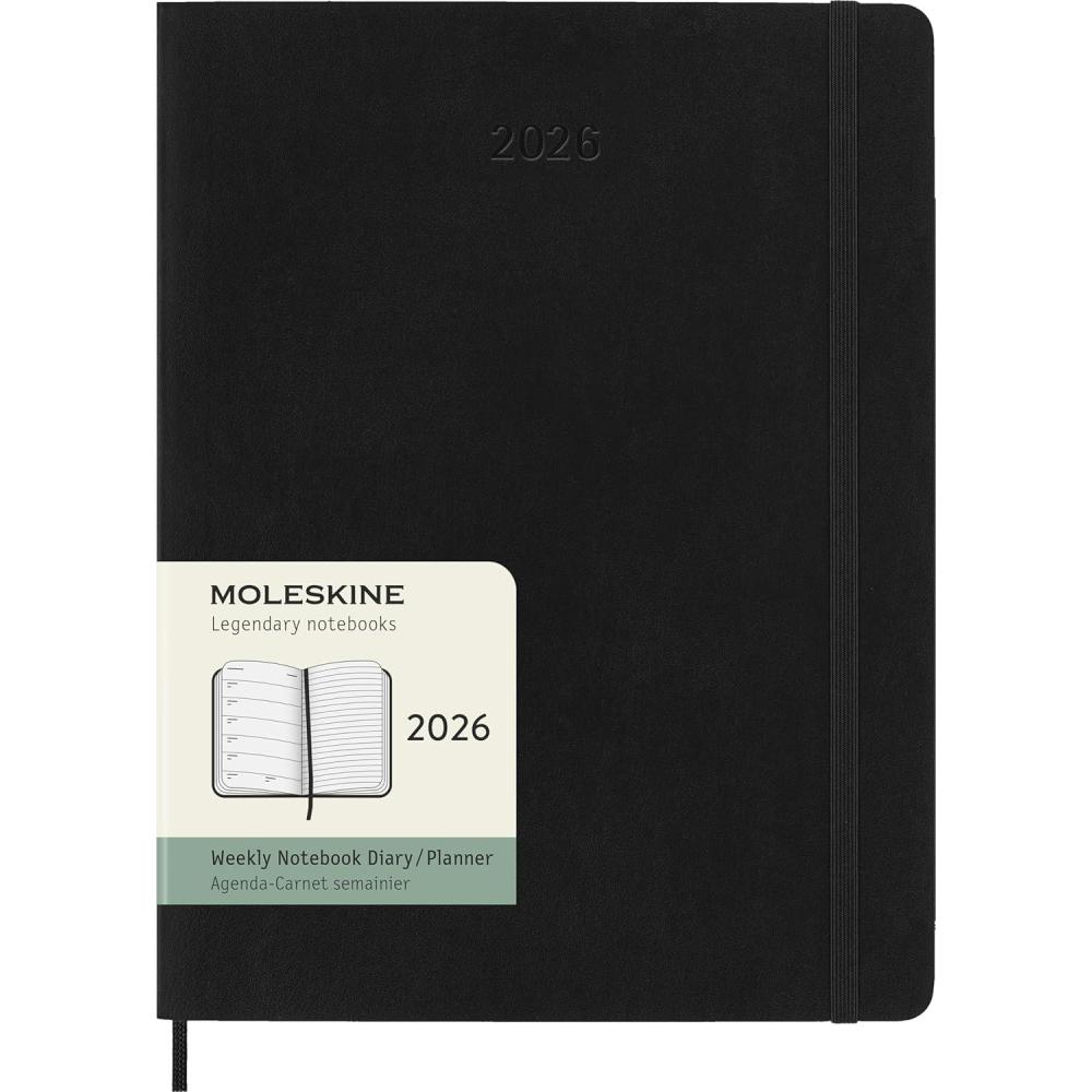 imageMoleskine Classic 12 Month 2026 Weekly Planner Soft Cover XL 75quot x 975quot Black 144 pages
