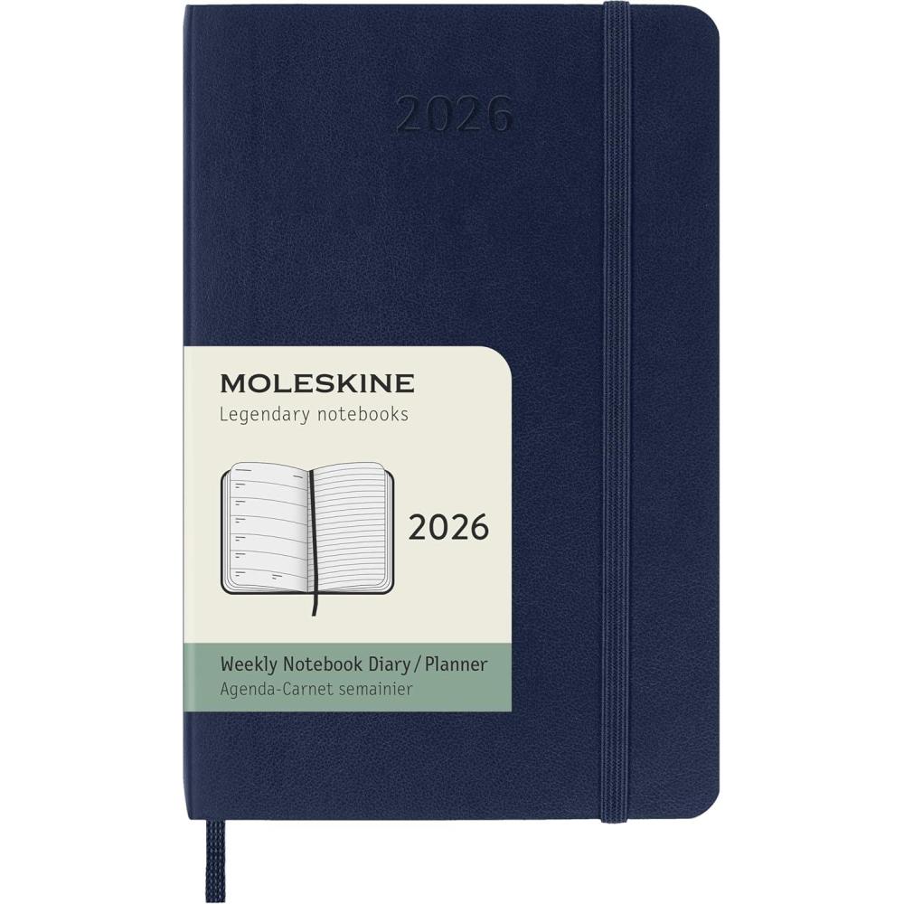 imageMoleskine Classic 12 Month 2026 Weekly Soft Cover Pocket 35quot x 55quot Sapphire Blue 144 pages