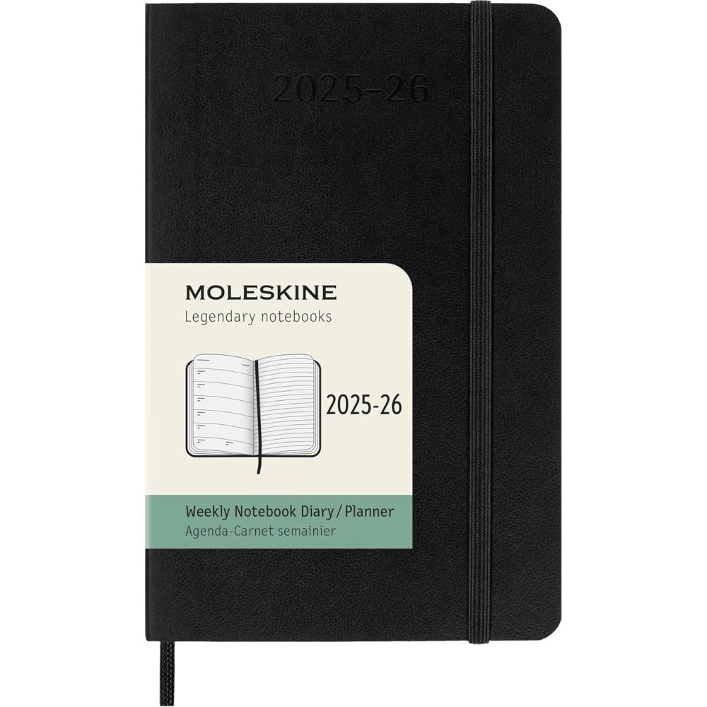 imageMoleskine Classic 18 Month 20252026 Weekly Planner Soft Cover Pocket 35quot x 55quot Black 208 pages