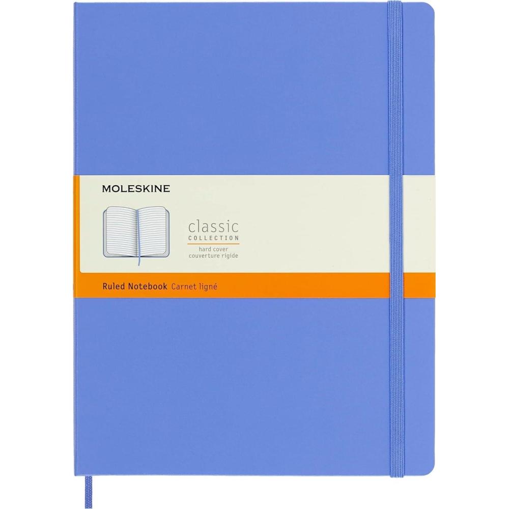 imageMoleskine Classic Notebook Hard Cover XL 75quot x 95quot RuledLined Hydrangea Blue 192 Pages