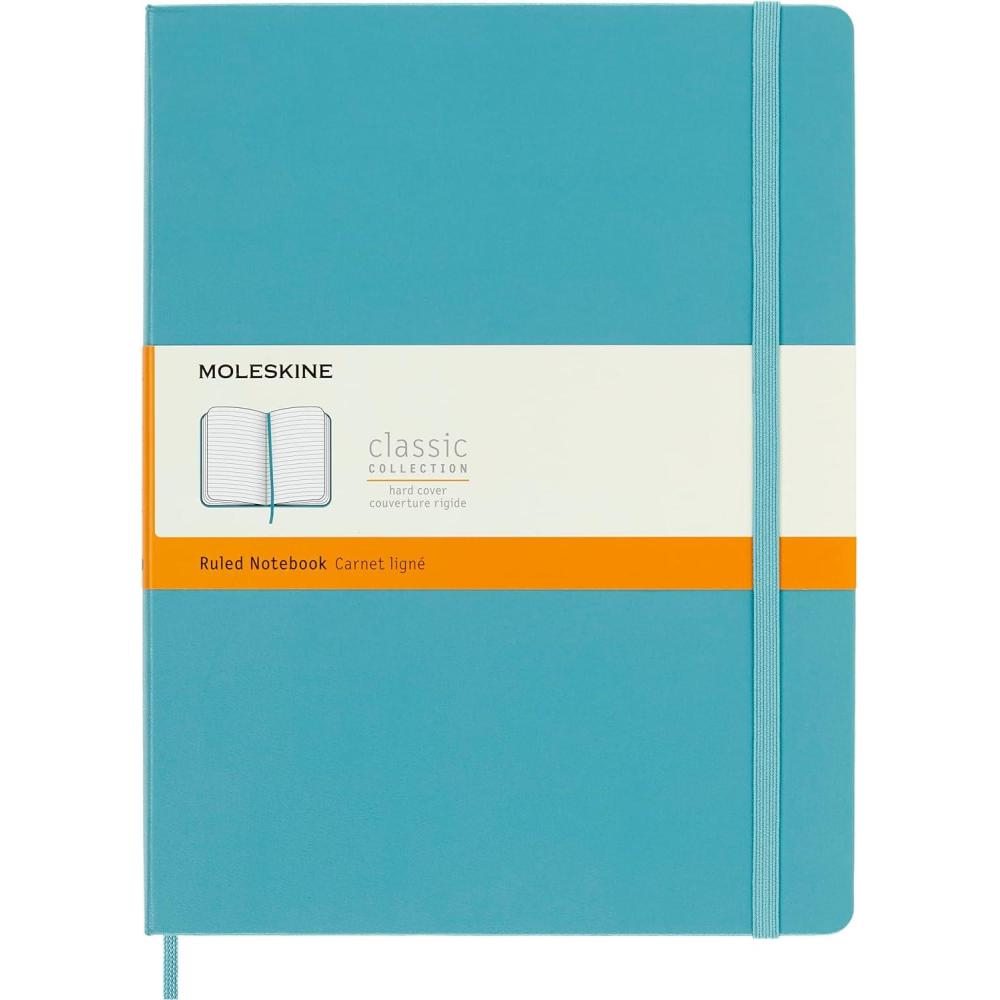 imageMoleskine Classic Notebook Hard Cover XL 75quot x 95quot RuledLined Reef Blue 192 Pages