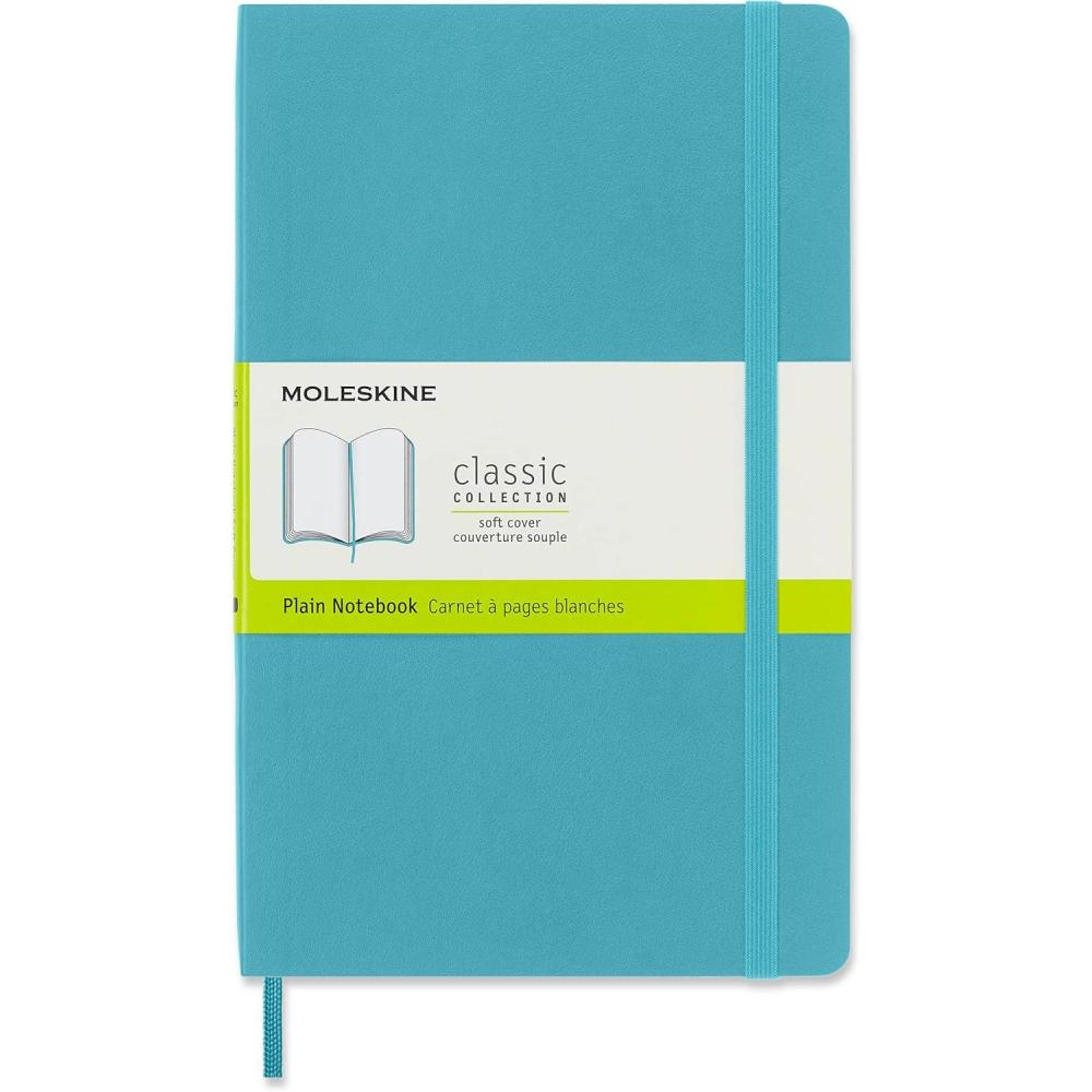imageMoleskine Classic Notebook Soft Cover Large 5quot x 825quot PlainBlank Reef Blue 192 pages