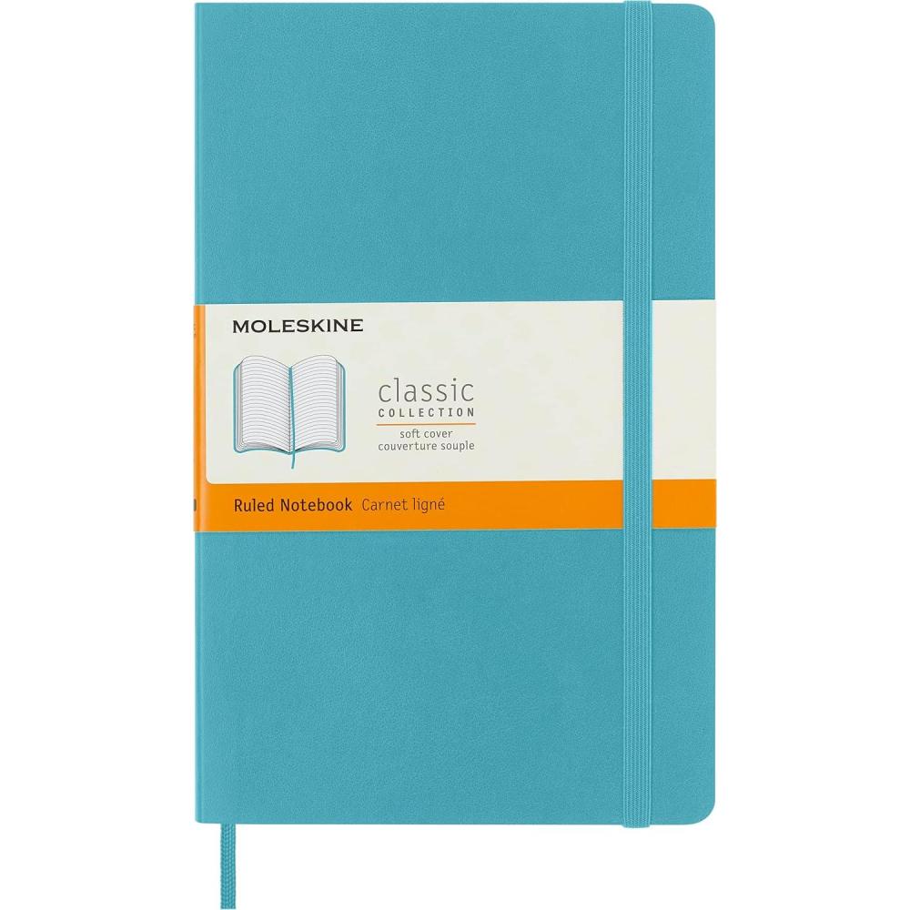 imageMoleskine Classic Notebook Soft Cover Large 5quot x 825quot RuledLined Reef Blue 192 pages