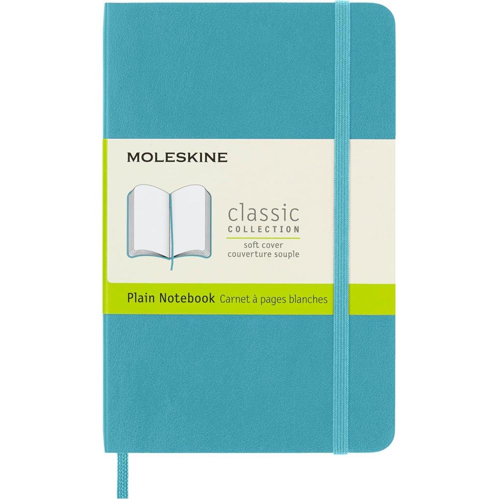 imageMoleskine Classic Notebook Soft Cover Pocket 35quot x 55quot PlainBlank Reef Blue 192 Pages