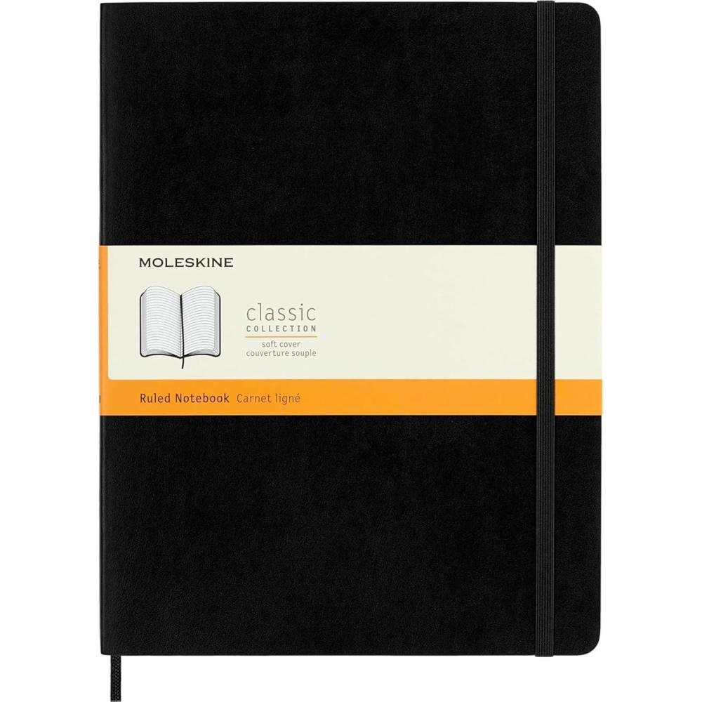 imageMoleskine Classic Notebook Soft Cover XL 75quot x 95quot RuledLined Black 192 Pages