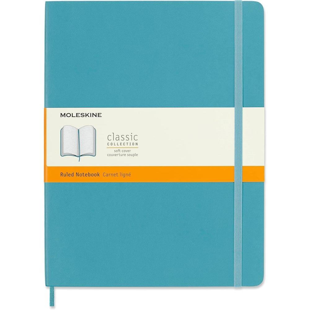 imageMoleskine Classic Notebook Soft Cover XL 75quot x 95quot RuledLined Reef Blue 192 Pages