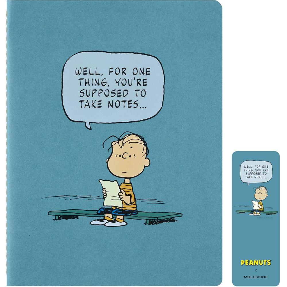 imageMoleskine Limited Edition Peanuts Cahier Journal Soft Cover XL 75quot x 975quot Ruled Brisk Blue 120 pages