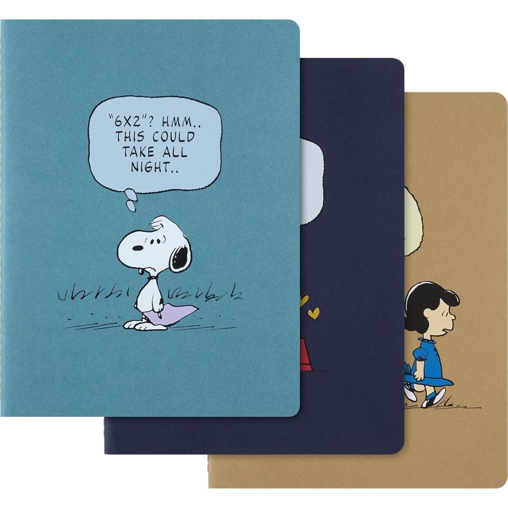 imageMoleskine Limited Edition Peanuts Set of 3 Cahier Journals Soft Cover XL 75quot x 975quot Ruled Multicolor 120 pages
