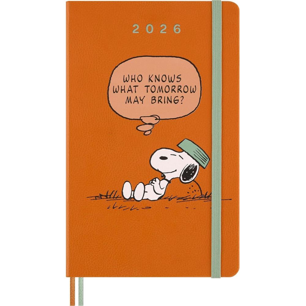 imageMoleskine Limited Edition Peanuts Snoopy 12 Month 2026 Weekly Planner Hard Cover Large 5quot x 825quot Cadmium Orange 208 pages