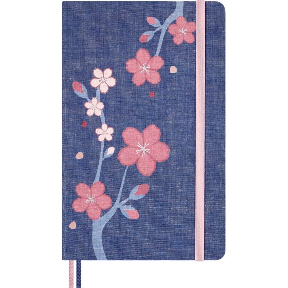 imageMoleskine Limited Edition Sakura 2025 Notebook Hard Cover Large 5quot x 825quot Ruled Cherry Blossoms 176 pages Dark Blue