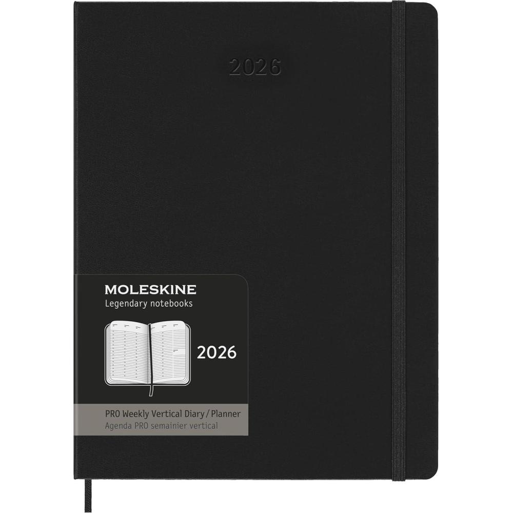 imageMoleskine PRO 12 Month 2026 Weekly Vertical Planner Hard Cover XL 75quot x 975quot Black 288 pages